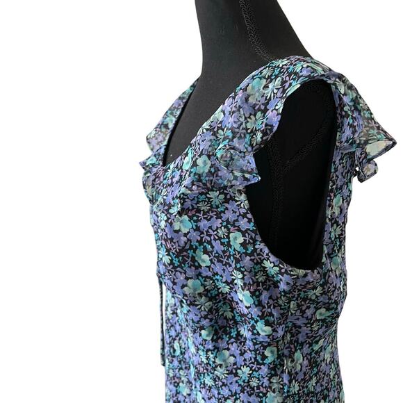 Special Thyme Vintage Y2K Floral Cottagecore Ruffle Maxi Dress Blue Size 14W - Picture 4 of 9